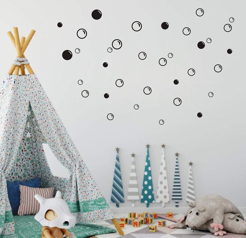 GESTYZ 90 Large Soap Bubbles Wall Decals, Bathroom Decals, Wall Art, Vinyl Stivkers for Bathroom, Bedroom, Nursery Decor(A35) (Black) - Image 3